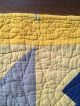 Yellow & Blue Hand Sewn Early Antique Quilt Textile Rare Color Combination Aafa Primitives photo 4