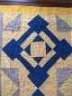 Yellow & Blue Hand Sewn Early Antique Quilt Textile Rare Color Combination Aafa Primitives photo 5