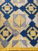 Yellow & Blue Hand Sewn Early Antique Quilt Textile Rare Color Combination Aafa Primitives photo 6