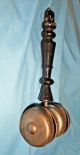 Aafa Antique Double Metal Bell Baby Rattle Turned Wood Handle Civil War Era Primitives photo 2