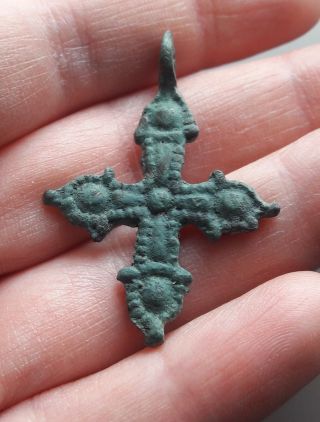 Ancient Bronze Cross Pendant Viking Kievan Rus 15 photo