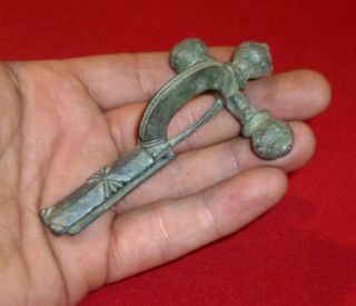 Roman Ancient Artifact Crossbow Fibula / Brooch Circa 100 - 300 Ad - 3982 photo