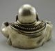Collectible Decorate Old Handwork Tibet Silver Carved Buddha Hold Dustpan Statue Other Antique Chinese Statues photo 3
