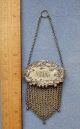 Antique Victorian Sterling Silver Mesh Floral Chatelaine Coin Purse Circa 1890 Other Antique Sterling Silver photo 6