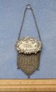 Antique Victorian Sterling Silver Mesh Floral Chatelaine Coin Purse Circa 1890 Other Antique Sterling Silver photo 7