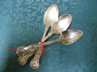 Antique John Round & Sons Silverplate Teaspoons Fruit Spoon Kings 1880 ' S photo