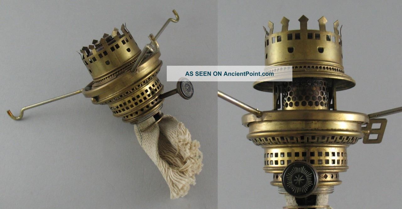 Antique Brass Kronos Edina Key Rise & Fall Side Draft Oil Lamp Burner Schneider Lamps photo