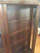 Antique Tiger Oak Bowed Glass Curio Display Cabinet Wood Shelves Key 1800-1899 photo 6