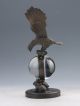 Collectible Old Chinese Brass Handwork Mechanical Table Eagle Clock Tables photo 4
