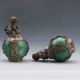 A Pair Collectable Green Jade Armor Tibetan Silver Hand - Carve Lion Statue G863 Other Antique Chinese Statues photo 3