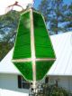 Vintage Brass Hanging Wall Light Green Glass Arts Crafts Mid Century Restore Chandeliers, Fixtures, Sconces photo 6