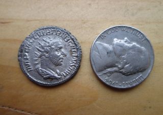 Authentic Ancient Roman Empire Silvered Coin Trebonianus Gallus 251 - 254 A.  D photo