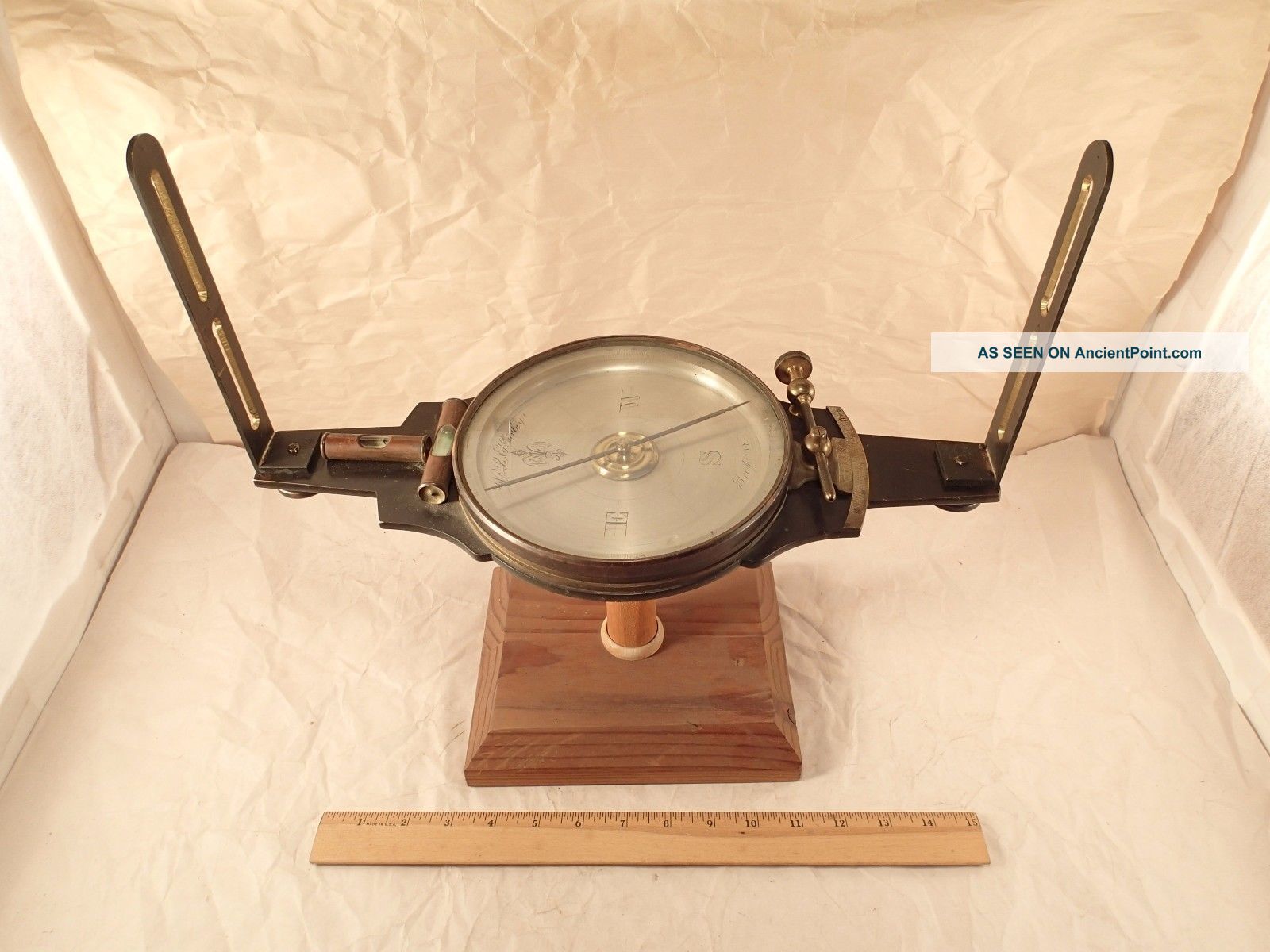 Early Antique W & L.  E.  Gurley,  Troy,  Ny Brass Surveyor ' S Vernier Compass 1800 ' S Engineering photo