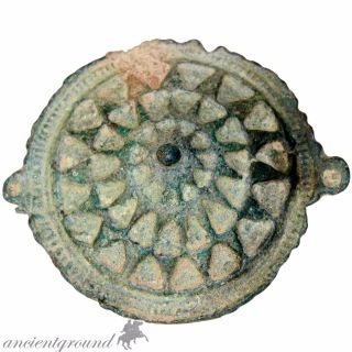 Very Rare Complete Roman Military Shield Bronze Fibula Brooch Circa 300 Ad photo