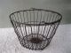 Antique Wire Basket Uncoated Vintage Primitive Egg Field Bail Handle,  16 