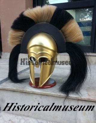 Greek Corinthian Medieval Helmet Spartan Armour Costume Long Plume Ksid photo