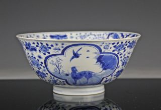 Antique Chinese Blue White Porcelain Bowl - Kangxi Mark And Period photo