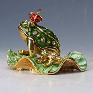 Chinese Collectable Cloisonne Inlaid Rhinestone Handwork Frog Statue D1409 photo