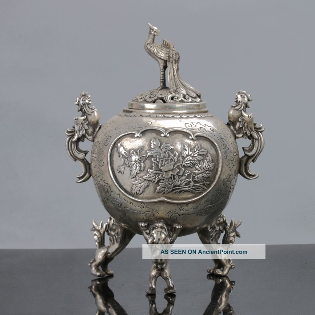 Old Chinese Cupronickel Handwork Phoenix Motif Incense Burners Incense Burners photo