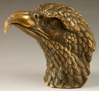 Vintage Handmade Exquisite Vivid Eagle Head Copper Statue photo