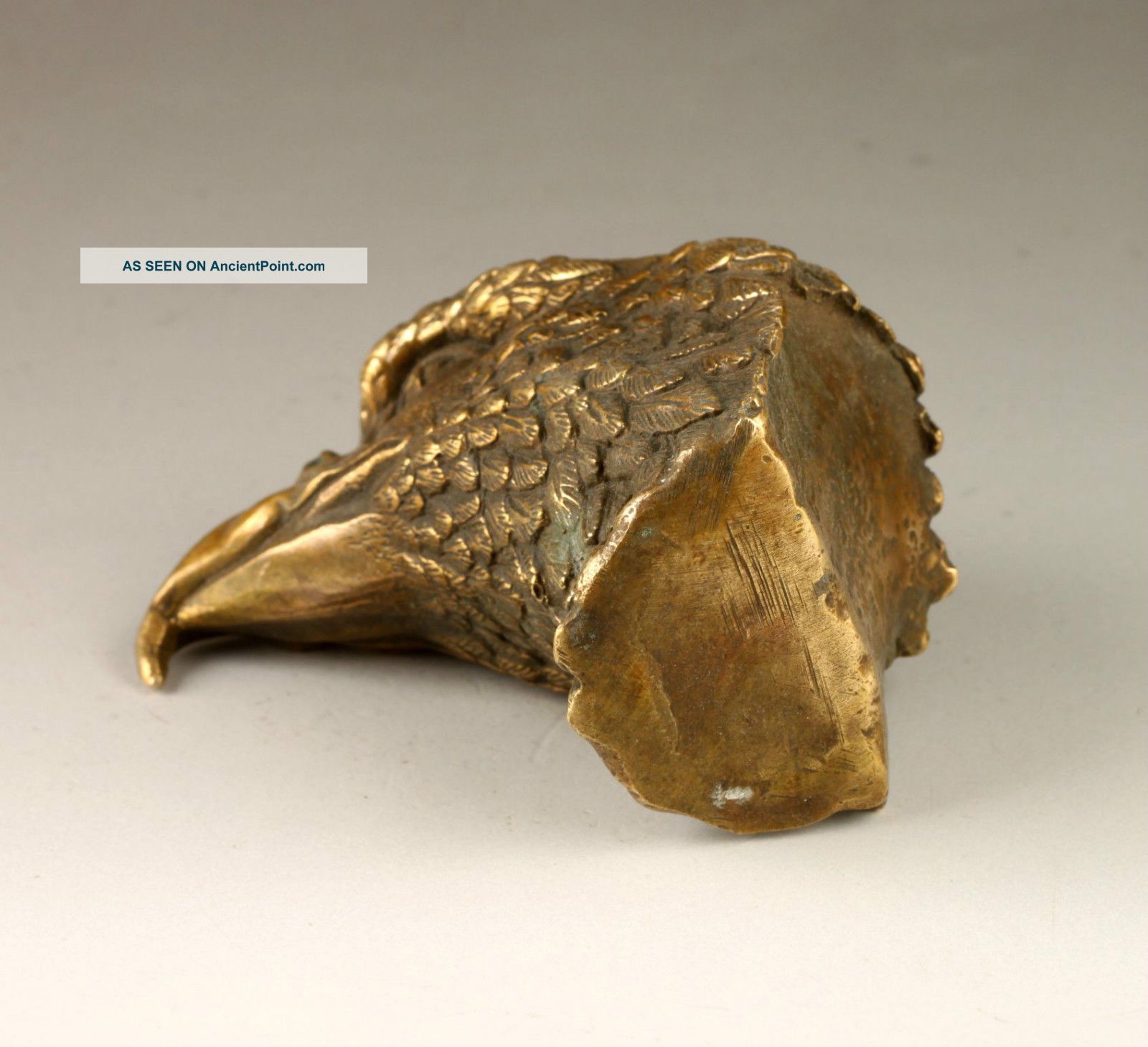 Vintage Handmade Exquisite Vivid Eagle Head Copper Statue