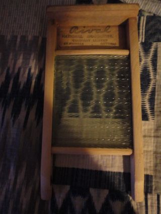 Vintage Rival National Wooden & Glass Washboard Limited St.  Thomas Ontario photo