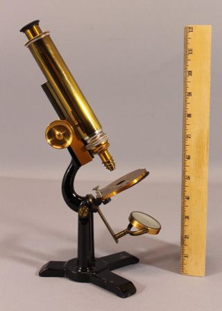 Rare Circa 1890s,  Antique Brass Microscope E.  H.  & E.  F.  Tighe Detroit Microscope photo