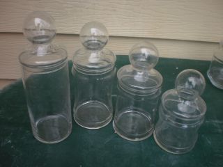 (4) Vintage Clear Glass Apothecary Candy Wedding Buffet Display Jars Canisters photo