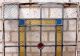 Victorian Stained Glass Window Panel Blue,  Yellow,  Clear Panels & Round Red 3/4 1900-1940 photo 1