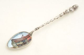 Shakespeare ' S House Enameled Sterling Silver Souvenir Spoon With Bust photo