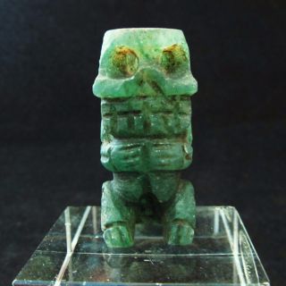 Pre - Columbian Taino Translucent Green Jade Skeleton Skull Idol Bead Stunning photo