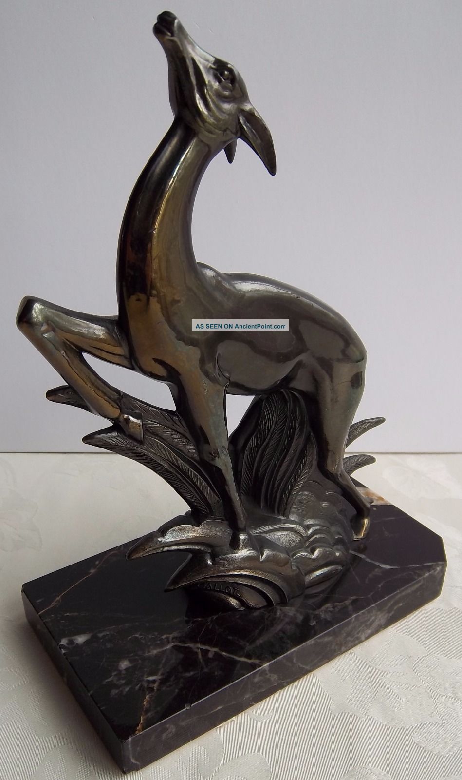 Gallot 1920s French Art Deco Spelter/marble Antelope Bookend/ornament Vgc Art Deco photo