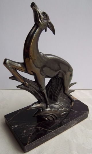 Gallot 1920s French Art Deco Spelter/marble Antelope Bookend/ornament Vgc photo