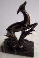Gallot 1920s French Art Deco Spelter/marble Antelope Bookend/ornament Vgc Art Deco photo 1