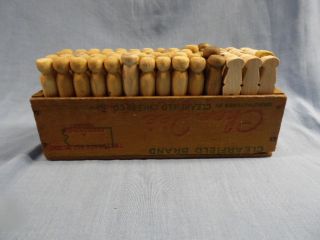 Vintage 72,  Antique Clothes Pins Wood Cheese Box Country Decor 4 Laundry Room photo