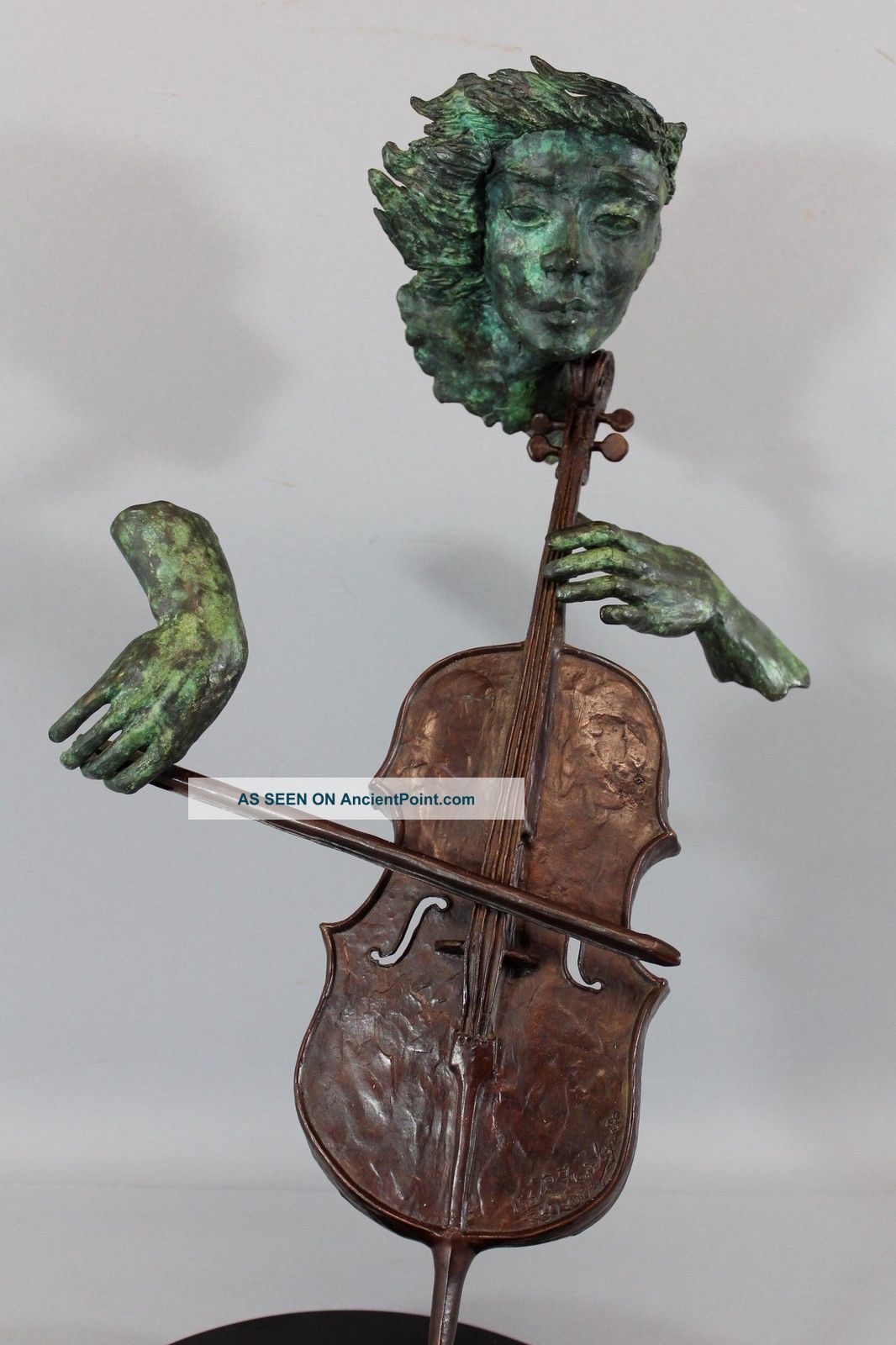 Vintage Paul Fairley Cello Player Musical Instrument Abstract Bronze Sculpture String photo