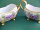 Antique Vintage Porcelain Limoges France Sugar And Creamer Purple Pansies Creamers & Sugar Bowls photo 3