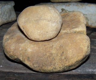 Ancient Artifact Mortar/mano - Grinding Stone & Base Chert Hardstone photo
