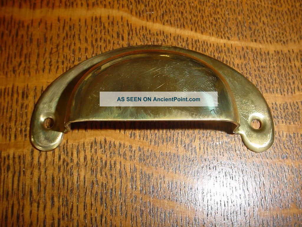 Drawer Bin Pull,  Heavy Gauge Stamped Brass,  Screw Centers At 3 