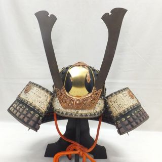 A888: Japanese Samurai Iron Helmet Kabuto Of Armor Imitated Highest Grade Yoroi photo
