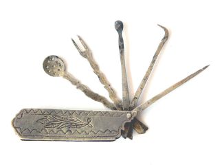 Victorian - Era Apothecary Pocket - Sized Multi - Tool Silver Medicine Scoops & Tools photo