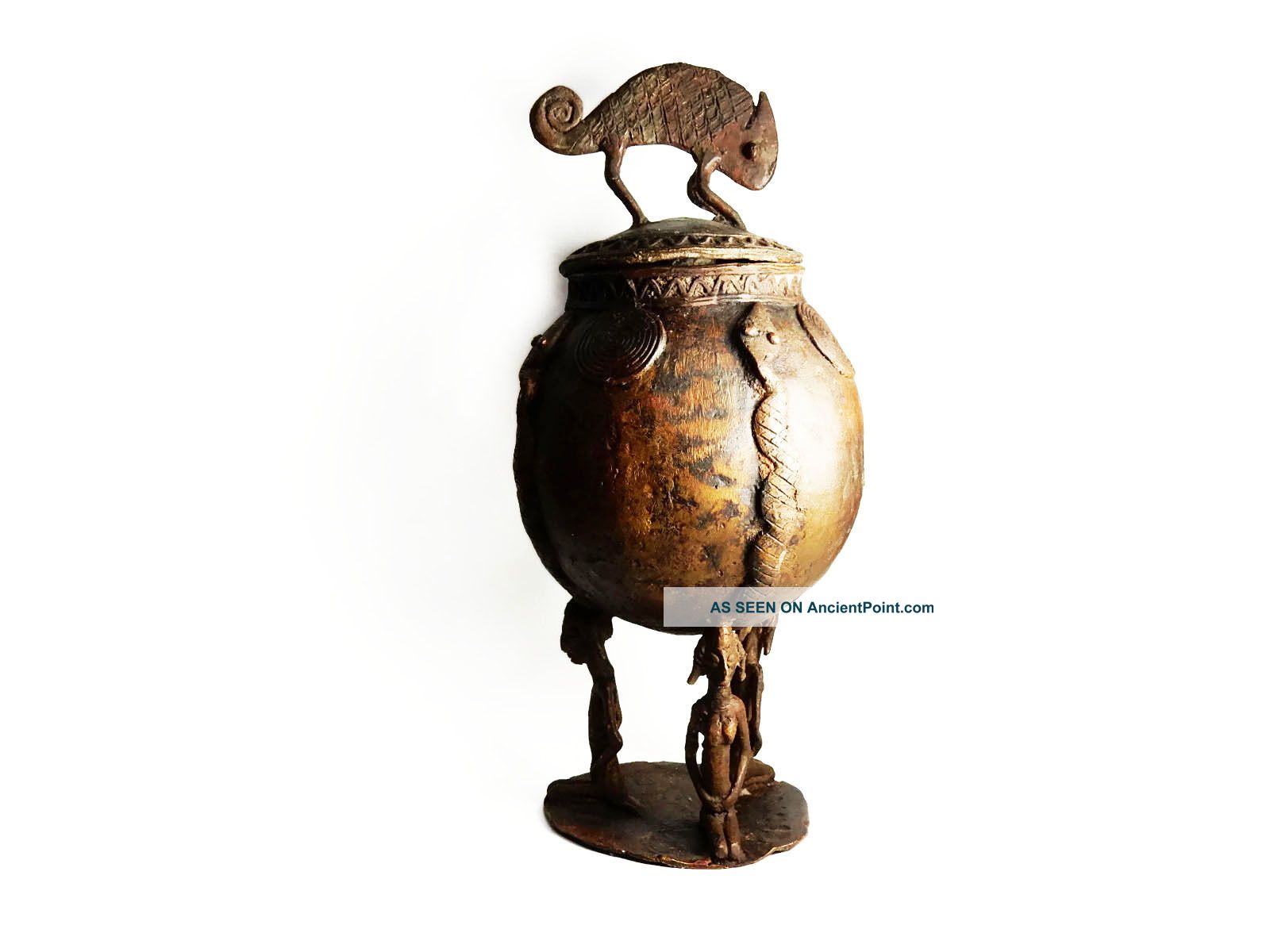Rare African Tribal Antique Akan Ashanti Cast Bronze Medicine Pot Container 2 Sculptures & Statues photo