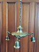 Vtg Antique Two - Tone Brass Victorian Art Deco 4 Arm Pan Chandelier Light Fixture Chandeliers, Fixtures, Sconces photo 5