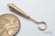 Antique English Late Victorian 9 Carat Gold Button Hook Sewing Charm C1900 Tools, Scissors & Measures photo 2