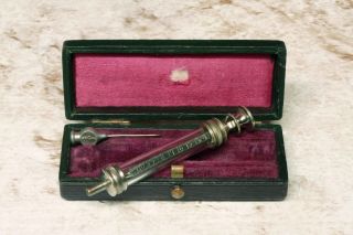 Very Rare Antique Medical Physician ' S Cased Hypodermic Syringe Needle Box 19c photo