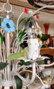 Vintage Hanging Toleware Metal Swag Chandelier 6 Light Fixture Floral Garden Toleware photo 1