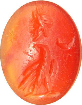 Ancient Roman Carnelian Intaglio Of Imperial Eagle C.  2nd Century A.  D. photo