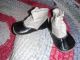Antique Early Aafa Child Doll Black & White Leather Side Button Shoes Boots Vtg Primitives photo 9