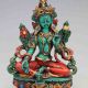 Vintage Antique Turquoise Hand - Carved Tibet Buddha Statues - Green Tara X0233 Other Antique Chinese Statues photo 2