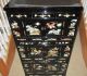 Chinese Jade Stone Carving Apothecary Cabinet Jewelry Box Chest Black Lacquer Vg Cabinets photo 6
